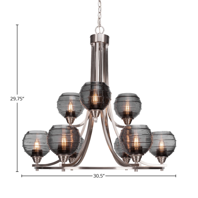 Soldado 9-Light Chandelier, Brushed Nickel, Black