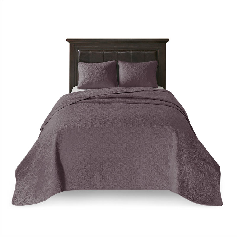 Couvre-lit Sandy, Couvre-lit pour lit grand : couvre-lit + 2 taies d, Mauve