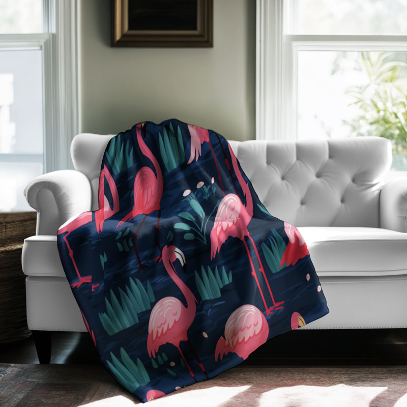 Flamant foncé - couverture sherpa de qualité supérieure 1 pièce, Grand lit