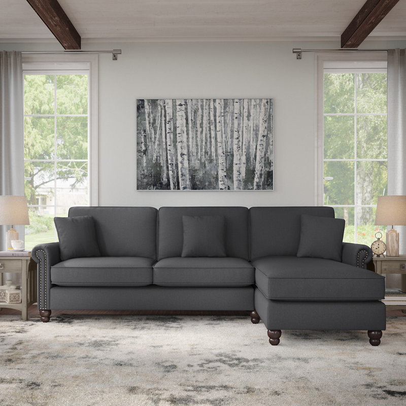 Canapé modulaire réversible de 102 po Atifah, Polyester gris anthracite