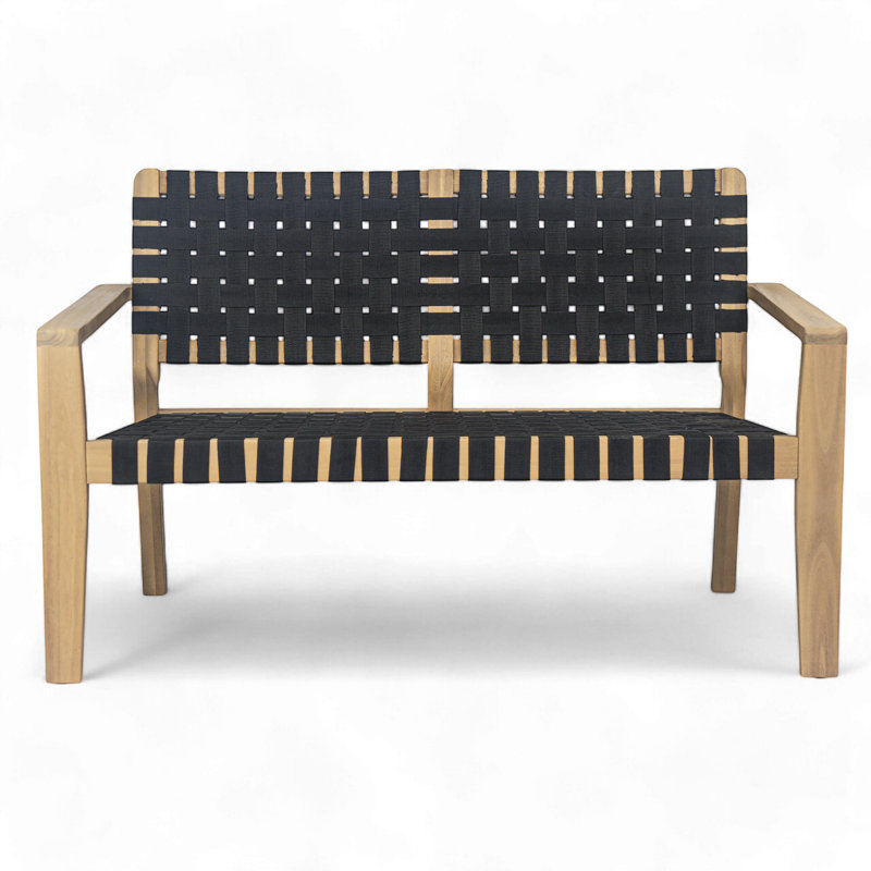 Causeuse de patio en bois d'acacia Melvin, Noir / teck clair
