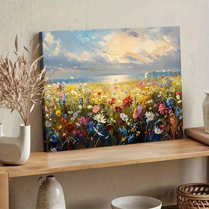 Peinture sur toile cadre champêtre, 16 x 24 pouces, Conception de l'œuvre d'art-1