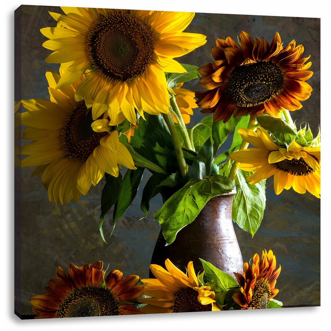 Leinwandbild Sonnenblumen in edler Vase