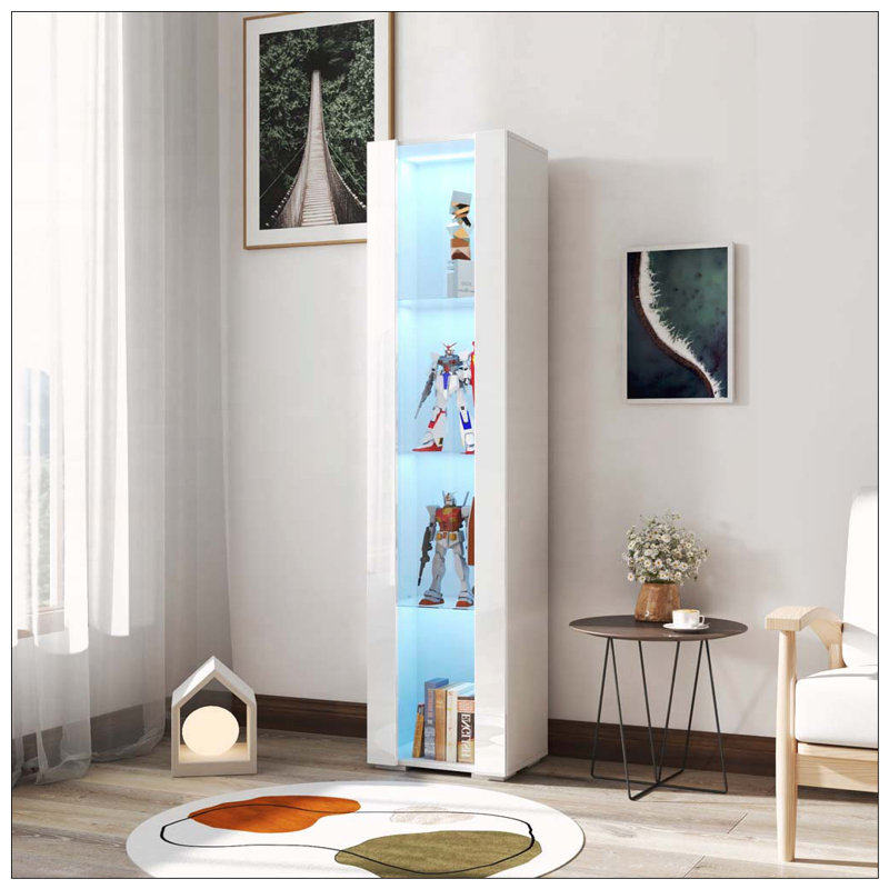Armoire latérale avec lampe à bande en aluminium, Blanc