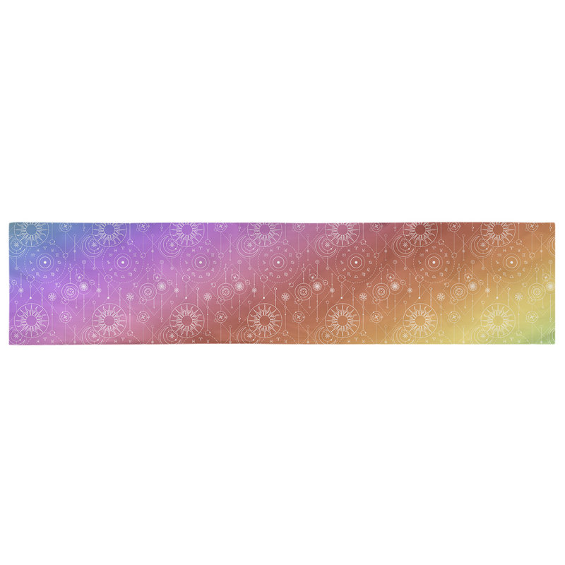 Chemin de table astrologie Avicia, 90 po x 16 po, Arc-en-ciel, Sergé de coton
