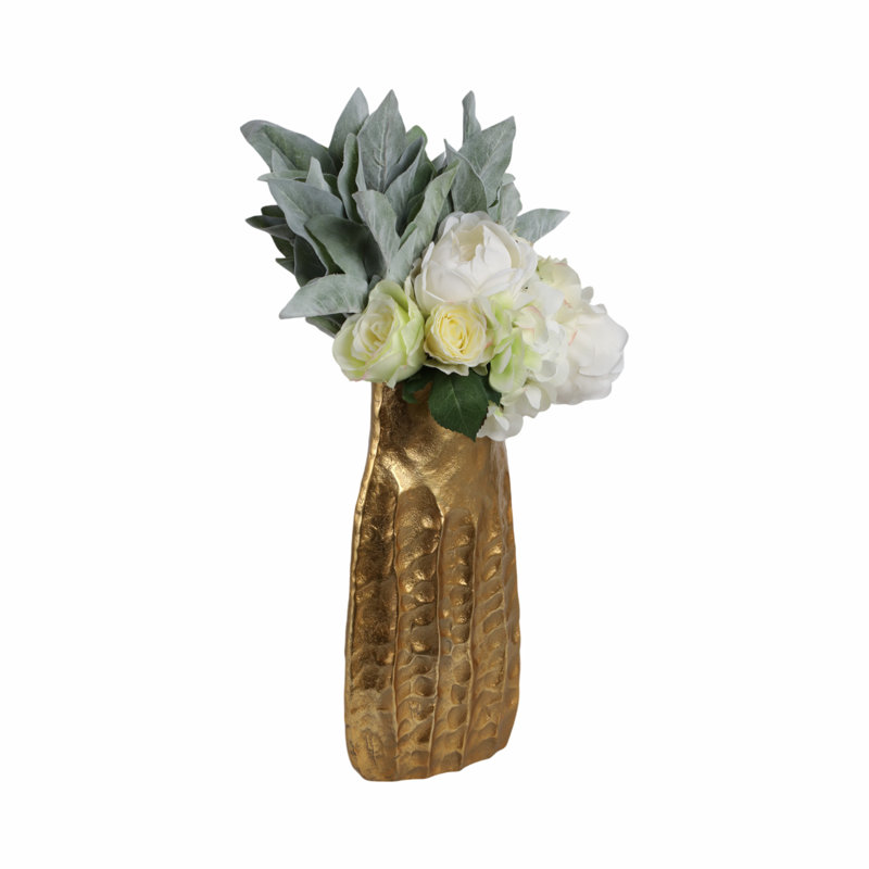 Caen Handmade Metal Table Vase, 14" H x 8" W x 4" D