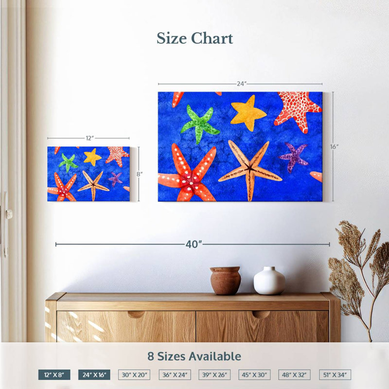 Motif d'étoile de mer sous l'eau, H 16 po x l 24 po