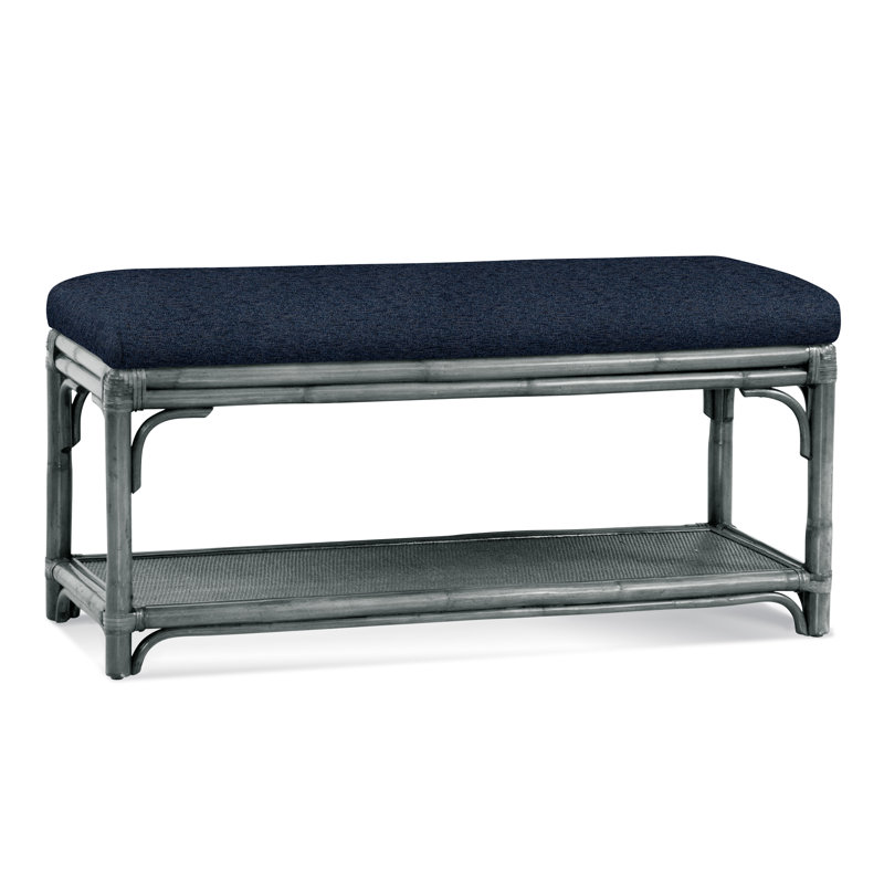 Banc de rangement en osier Summer Retreat, Bleu marine de base; 0317-61, Champignon