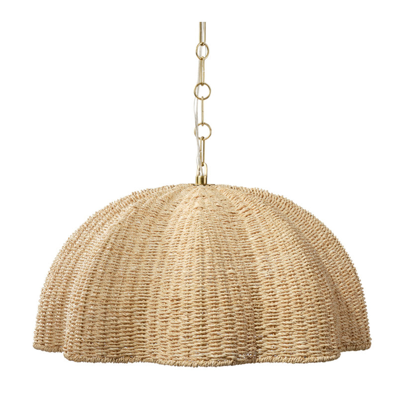 Rosemary 1-Light Natural Palm Leaf Pendant, Large, Small