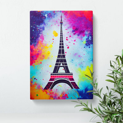 Eiffel Tower Paint Splash No.1 - Wrapped Canvas