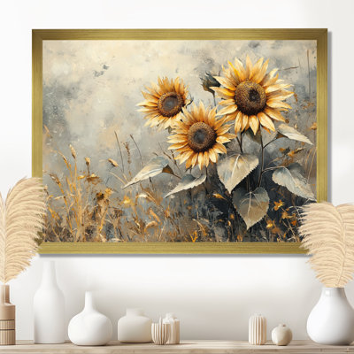 Hiver tournesols champs dans la campagne III - tournesols, art mural sur toile