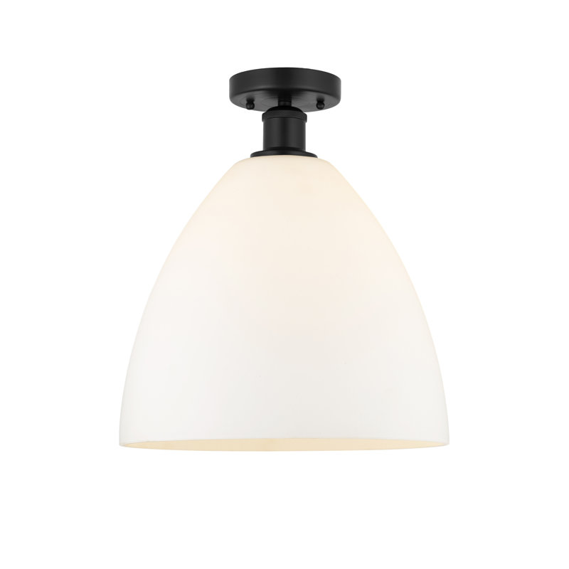 Plafonnier semi-encastré 1 lumière, Noir mat, Blanc mat, H 13,13 po x l 12 po x P 12 po