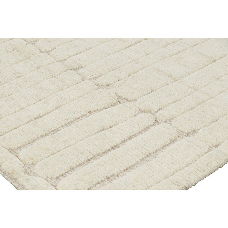Rug & Kilim’S Contemporary Rug In White With High-Low Geometric Patterns