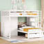 Lit superposé simple au-dessus de simple avec garde-robe et tiroirs blancs