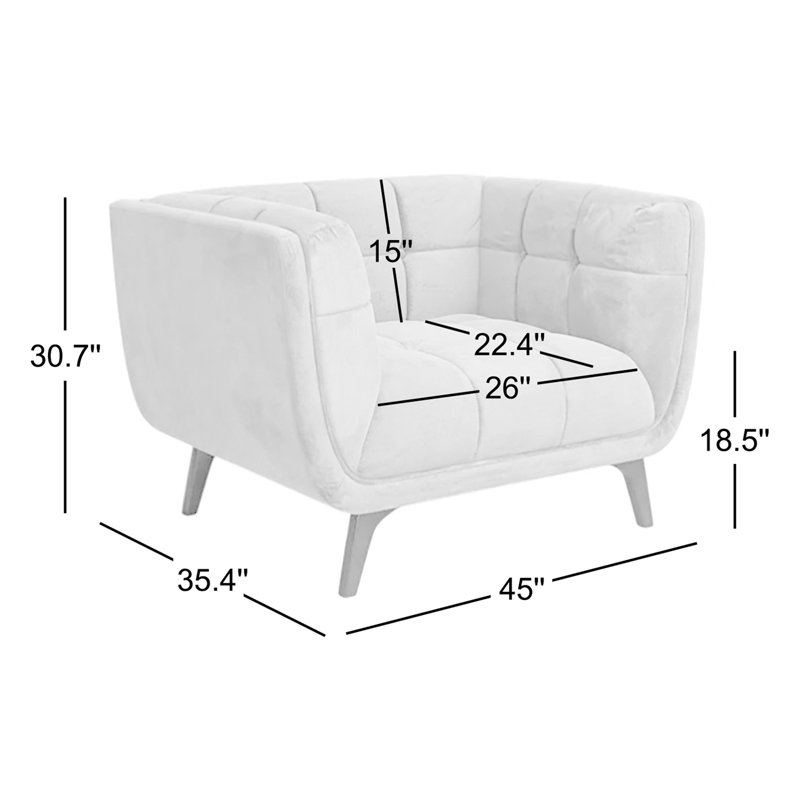 Ardrie 45" Wide Tufted Armchair, Gold Velvet