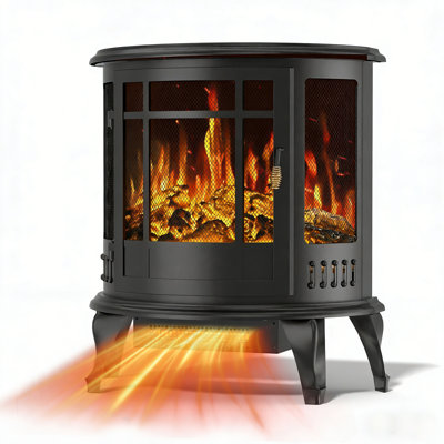 Retro 1500W Electric Fireplace Heater, 22.05"D * 23.23"W *25.00"H Portable 3D Flame Stove