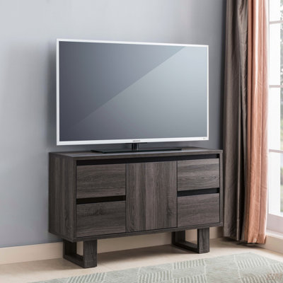 Meuble télé 47,25 W avec 4 tiroirs de rangement et tablettes centrales Dianamarie