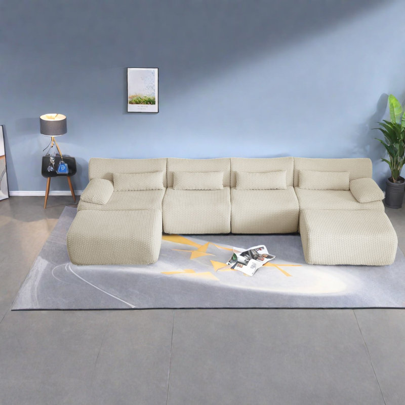 Canapé-lit modulaire en velours côtelé confortable pour une vie polyvalente