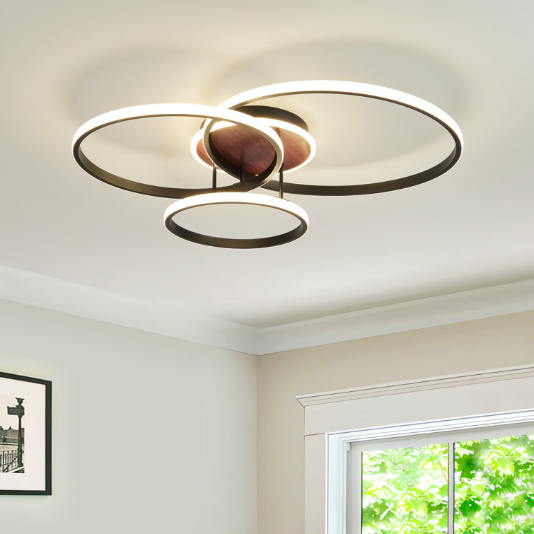 Bhriclan LED Ceiling Light 3-Ring Modern Black Flush Mount