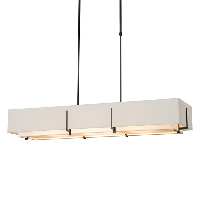 Exos 4 - Light Unique/Statement Linear Pendant, Black, Flax Shade