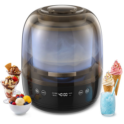 AIRMSEN 2.1 Qt Ice Cream Maker & Frozen Treat Maker for Ice Cream, Sorbet, Milkshakes, Frozen Yogurt, & More, with LED Screen and Timer, Black