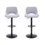 Ensemble de 2 tabourets de bar pivotants réglables en lin gris clair à dossier creux avec base en métal noir pour 250 lb