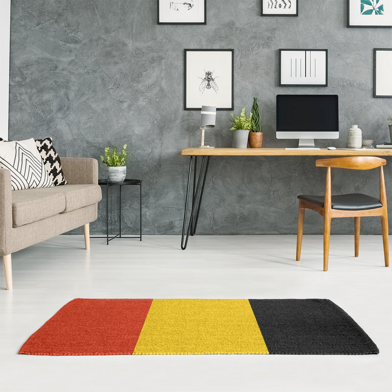 Tapis rouge à rayures de hockey national, Rectangle 5 pi x 7 pi, Oui