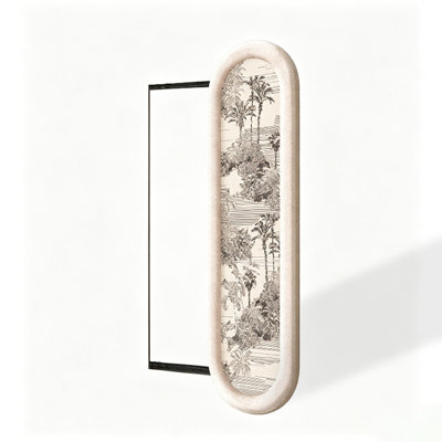 Mid-Century Wall Art Panel Sliding Hidden Wall Mirror