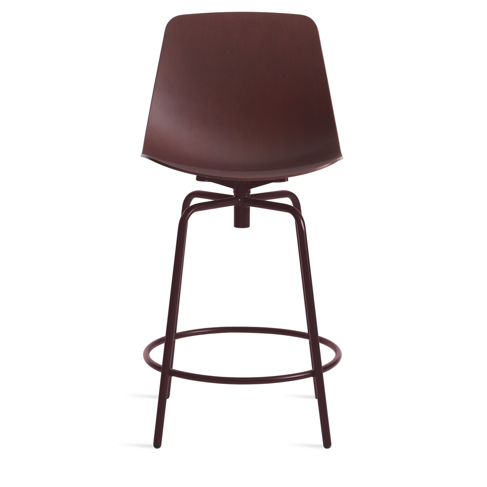Clean Cut Swivel Stool, Oxblood Genuine Leather, Counter Stool (24" Seat Height)