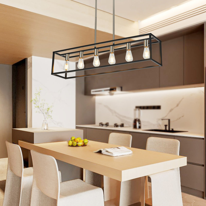6 - Light Rast Linear Pendant, Matte Black/Brushed Nickel