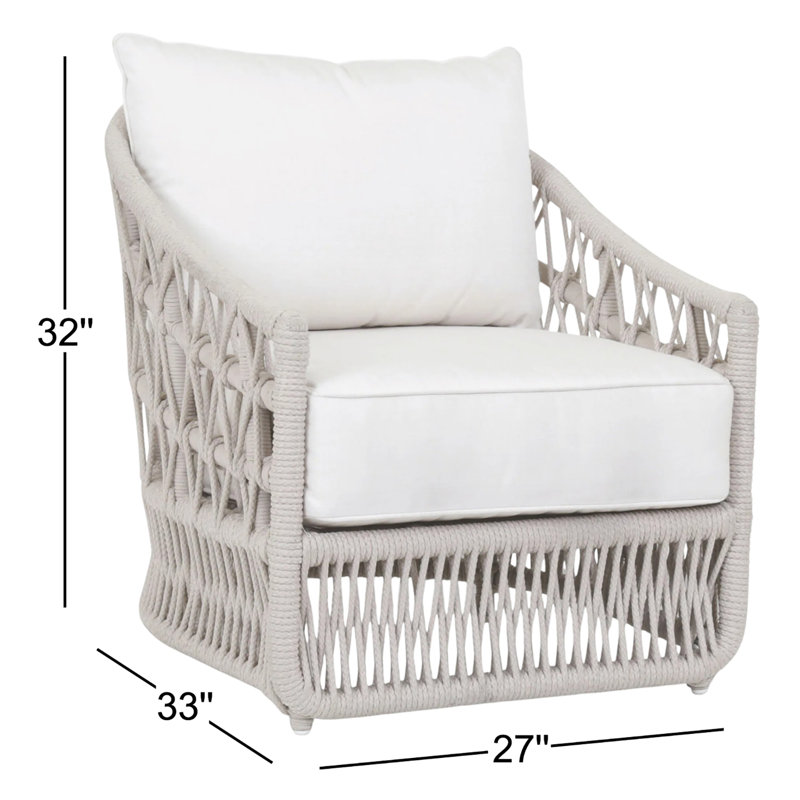 Dana Rope Club Chair, Linen Canvas Sunbrella® Canvas