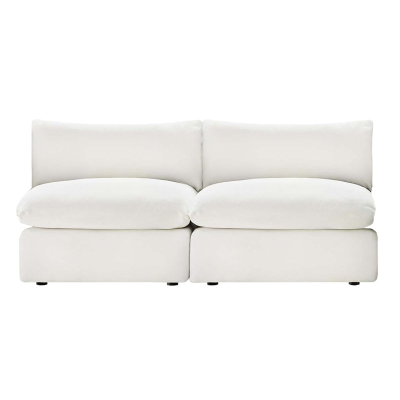 Annabella 2-Piece 81" Upholstered Modular Armless Sofa, Elite Ivory Textured Performance Chenille
