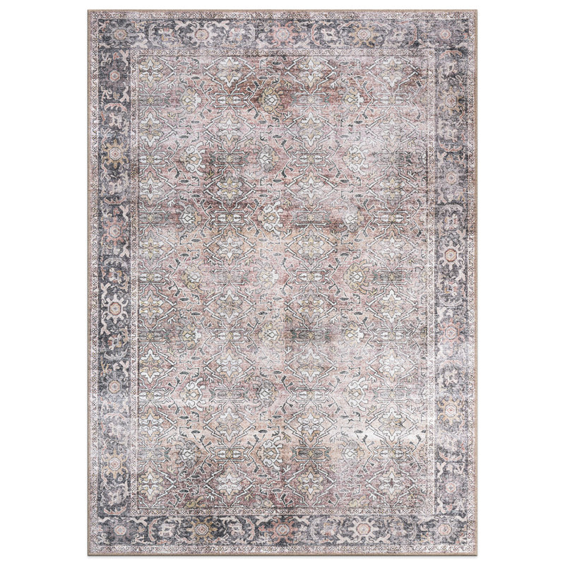 Vintage Distressed Machine Washable Non Slip Area Rug, Rectangle 9' x 12'
