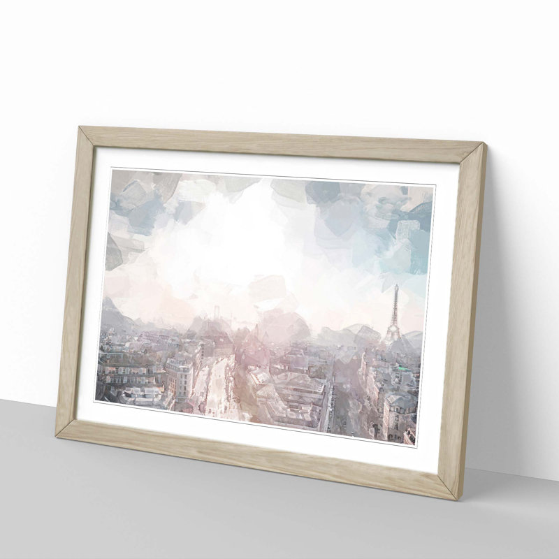 Paris in Sunlight in Abstract - Picture Frame Graphic Art Print, Oak Framed, 36cm H x 48cm W x 2cm D