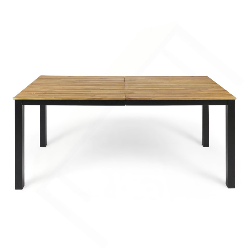 Table de salle à manger rectangulaire pour l'extérieur, table de patio en bois d'acacia de L 71 po, table bistro de ferme pour cour, jardin, bord de piscine, terrasse