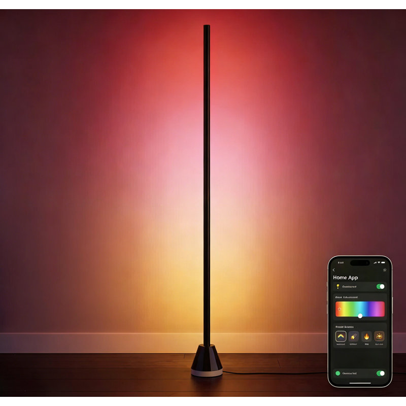57" Dimmable LED Novelty Corner Floor Lamp with Remote and APP Control