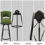26 Inch Linen Woven Bar Stool Set, Black Legs, 360 Swivel, Comfortable Upholstered Arm Chairs with Backrest and Footrest