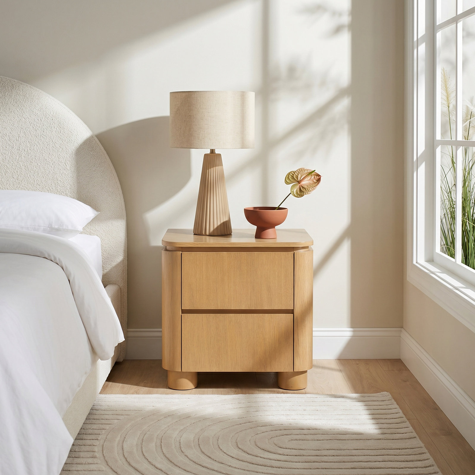 Mari 21 in. W Rectangular Wood 2 Drawer Nightstand