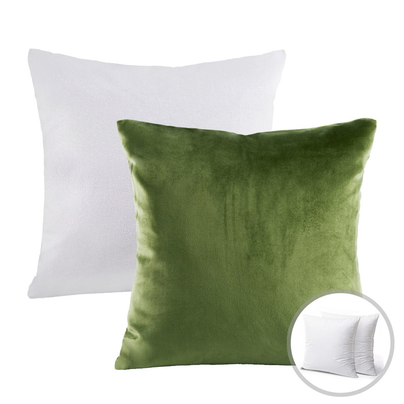 Reversible Throw Pillow, Light Green/Off White, 22"H   x 22"W