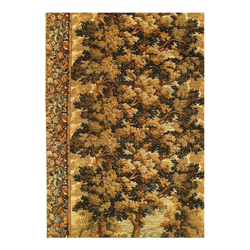Tapis brun / beige / doré en laine / coton fabriqué à la main sans motif et sans motif 4 pi 1 po x 9 pi 4 po