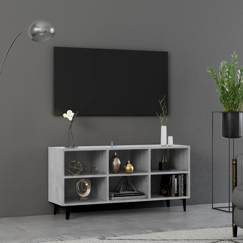 StowtheWold TV Stand for TVs up to 43", Concrete Grey