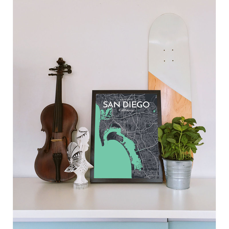 San Diego City Map 1 Piece Wall Art, 91.4cm H x 61cm W x 0.13cm D