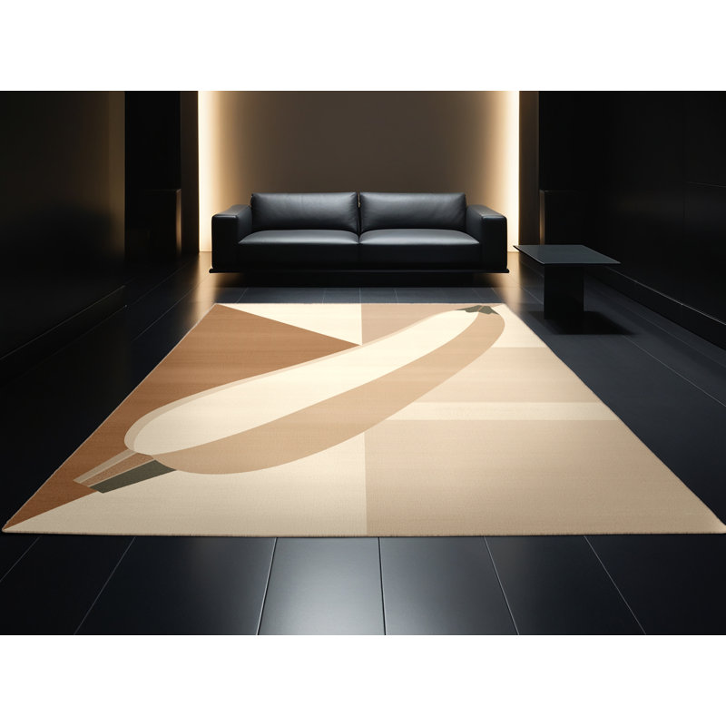 Tapis beige uni lavable à la machine Elkton Zucchini, 7 x 9