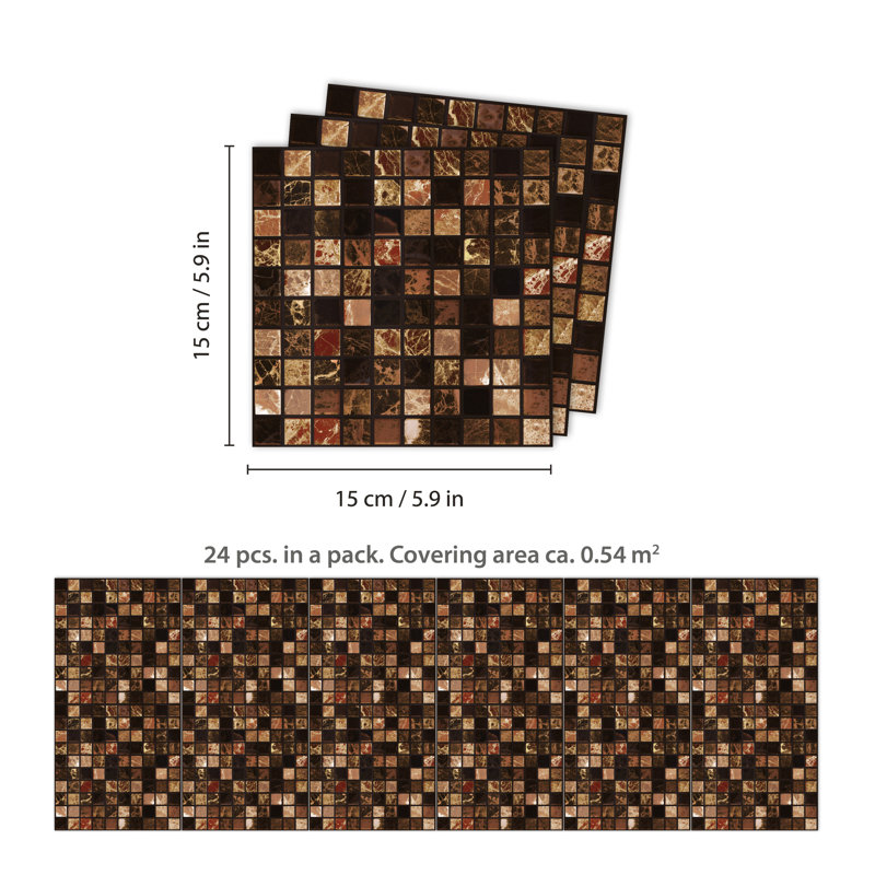 Carrelage mosaïque auto-adhésif en aluminium 35 po x 24 po, Marron