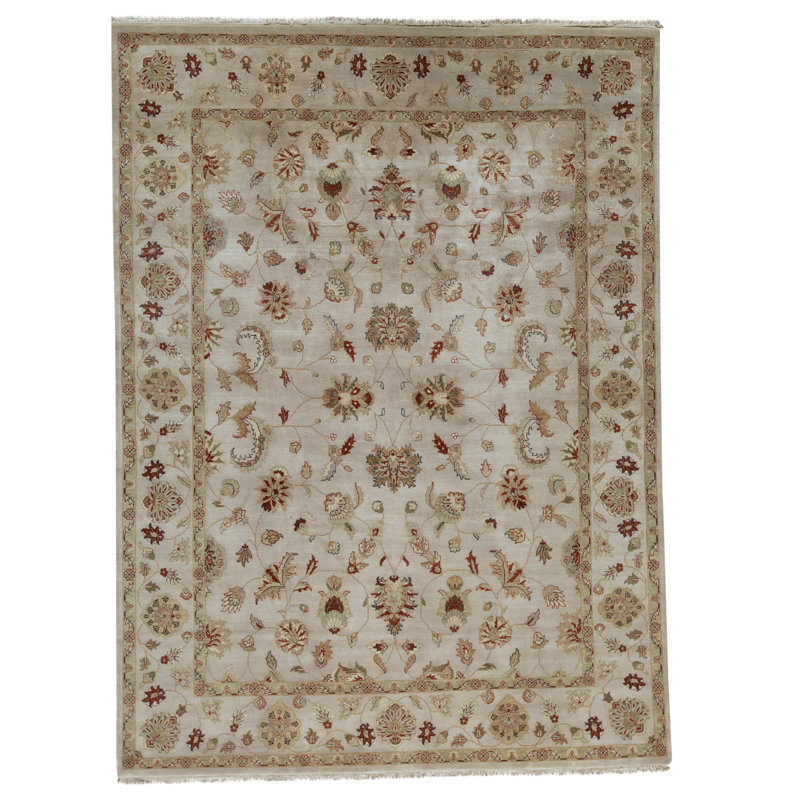 Tapis beige noué à la main de haute qualité