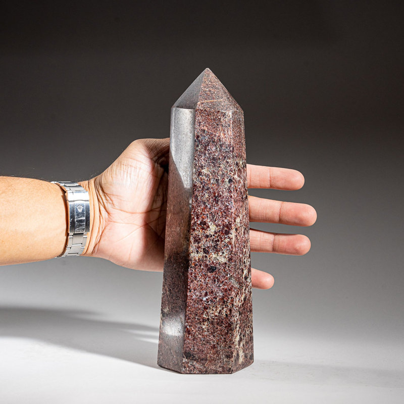 Genuine Polished Garnet Point (4 lbs), 9" H x 3" W x 3" D, Dark Red/Dark Brown