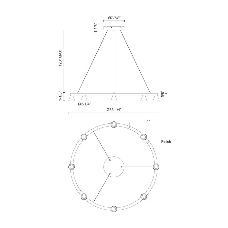 8 - Light Dimmable LED Wagon Wheel Chandelier, Brushed Nickel