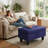 Rectangular Storage Ottoman Bench With Hinged Lid, Faux Leather Footrest For Living Room, Bedroom, Entryway, Blue, 28.5"X19"X17.5"-2138564187