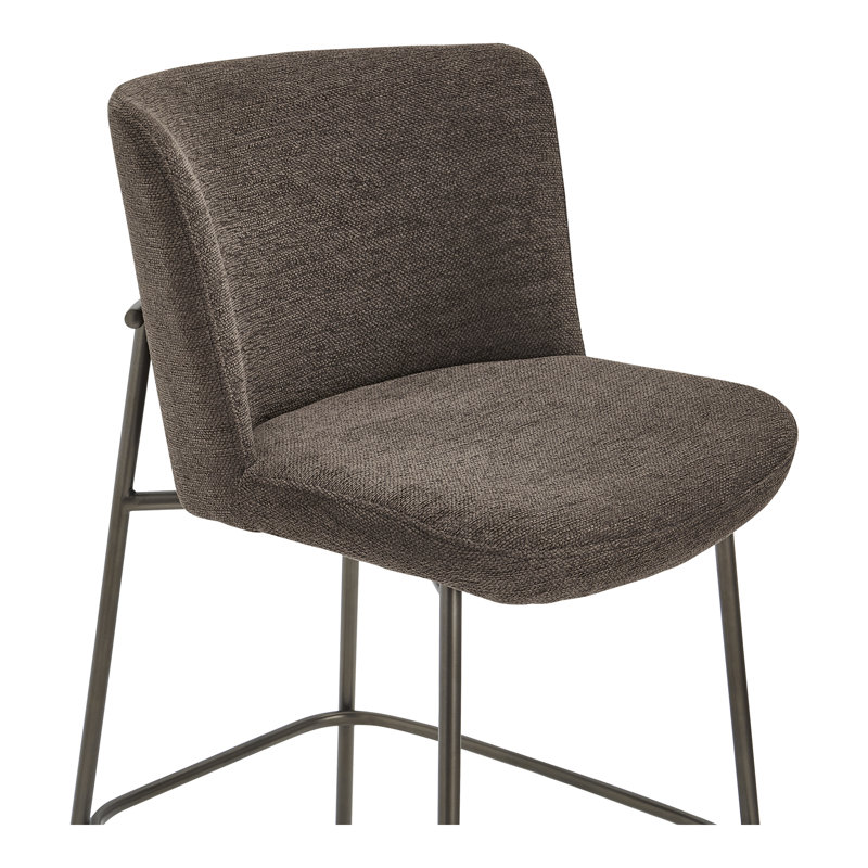 Early Upholstered Stool, Counter Stool (26.4" Seat Height), Dark Brown Polyester