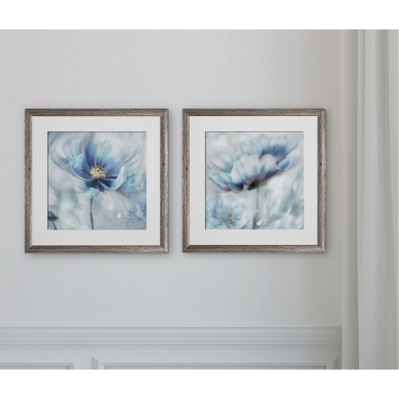 « sensation of blue i », ensemble de 2 reproductions d’art encadrées, Cadre brun